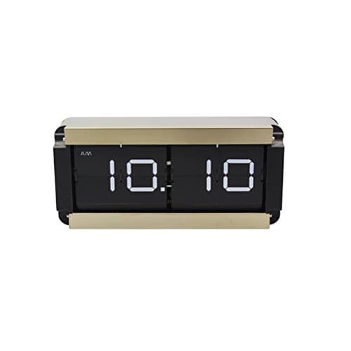 DXNSPF Down Clock - Stand Desk Table Clock Internal Gear Operated Mechanical Digital Auto Clock Metal Stand Desk for Living Room Office Kitchen and Home Decor , Gold