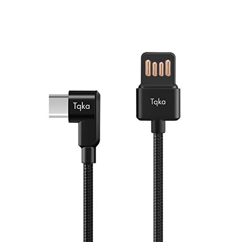 Tqka USB Type C Cable, 1M Right Angle USB 2.0 A to 90 Degree USB-C Braided Cable for New Macbook(Pro), Nexus 5X/6P, ASUS ZenPad S 8.0, Lenovo Zuk Z1 etc,Black
