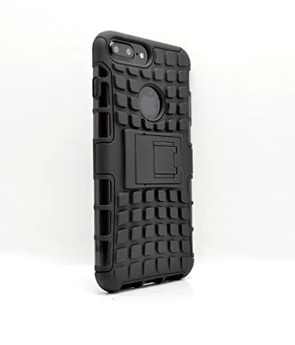 Iphone 7 Plus Rigid Black Shock Absorber Brick back case cover with tempered glass film screen protector