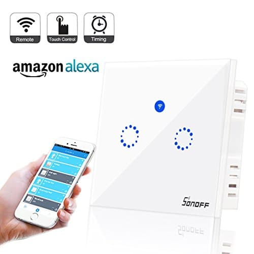 Sonoff T1 Smart WiFi RF APP Touch Control Wall Light Switch Touch Screen with Wireless Remote Controller 2 Gang 86 Type Panel Wall Touch LED Light Switch Smart Home