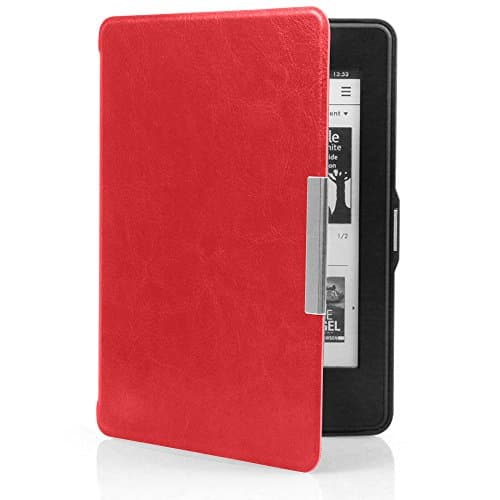 easyDigital® Kindle Touch 8th Generation - 2016 Release E-Reader PREMIUM Smart Leather Case Cover Flip Pouch with Magnetic Support Sleep Wake Function e reader Cover/Sleeve For All-New Kindle, 6" Glare-Free Touchscreen Display, Wi-Fi 2016 Edition - Book Style Case, includes Stylus Pen &amp; Screen Protector (Kindle E-reader - 2016 Release, Red)