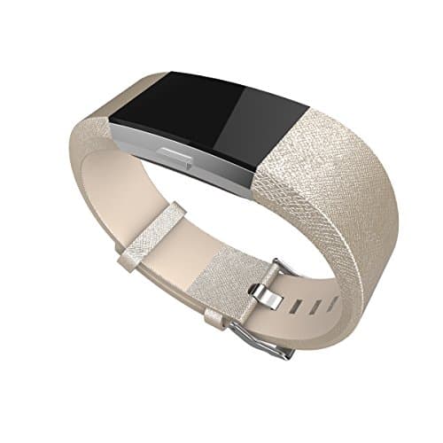 Fitbit Charge 2 Accessory Bands Leather Bracelet Strap,Secure Adjustable Buckle Fastener For Fitbit Alta (Gold, Fit(5.8" - 8.1"))