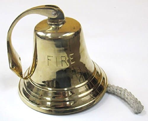 Iotc Br18452F, Solid Brass Bracket Fire Bell 8" - Nauctical Décor