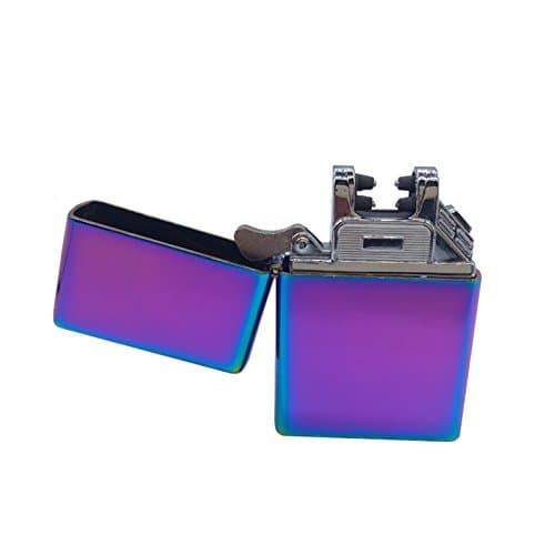 Windproof Lighter Mini, USB Rechargeable Double Electronic Arc -The Flame- Cigarette Lighter Coil Lighter Windproof Flameless Arc Lighter With Elegant Box (Rainbow - Purple)