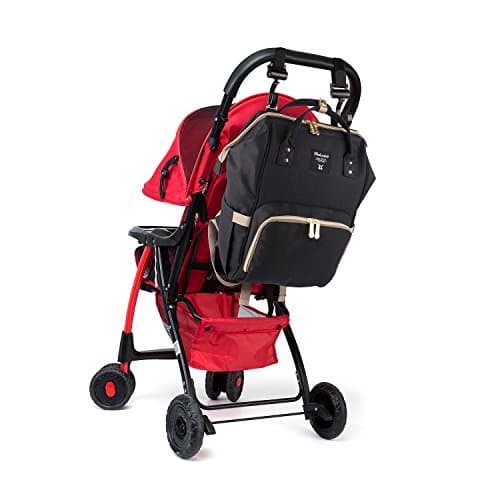 [Updated Version] Nappy Bag Backpack with FREE Bonus Hooks, Stroller with Large Capacity for Baby Care,Fashion Design with Mulit Functional Pockets,Wide Open Design and Waterproof Fabric (Black)