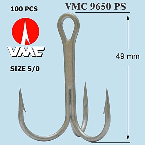 VMC Treble Hooks Pattern 9650PS Size 5/0 Perma Flying C's Pike Rapala Lures 100pcs
