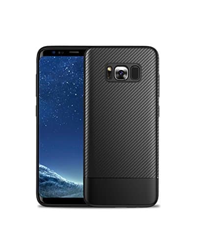 Mobiusphy Applicable To Samsung Galaxy S8 Plus Mobile Shell Protective Case [Carbon Fiber] [Soft Silicone] [Anti-Skid] [Anti-Fingerprint],Black