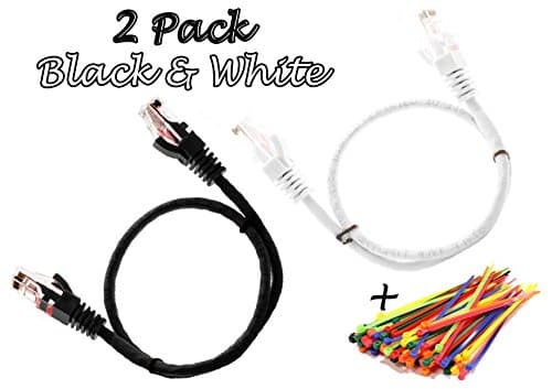 Multi-cable 2 pack Cat5e cables Black and White - 3 meter - UTP - CCA + 50 cable ties