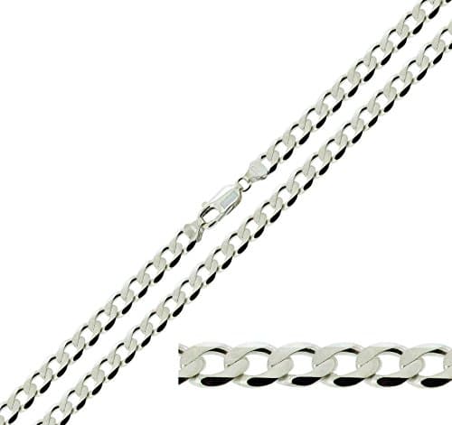 CJoL - Solid 925 Sterling Silver 4.2mm Wide Flat Curb Chain In Simple Gift Bag (available in 18" to 30")