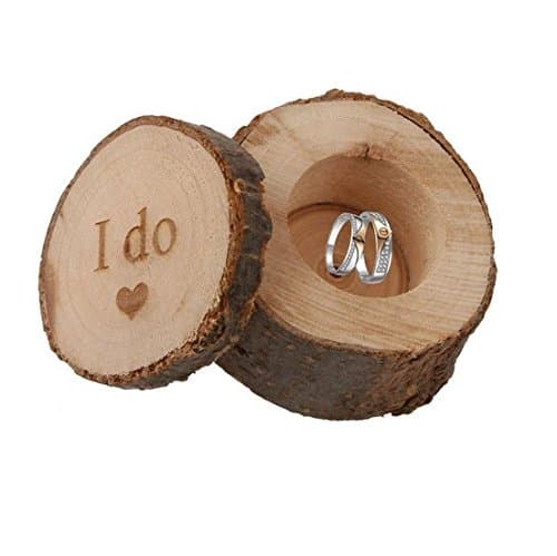 Creative Wooden Rustic Wedding Ring Bearer Box Custom Ring Box (I do)