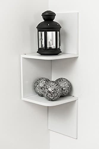 Floating Wall Mounted Corner ZigZag Shelf 2 Tier Storage Bookcase Display Unit White