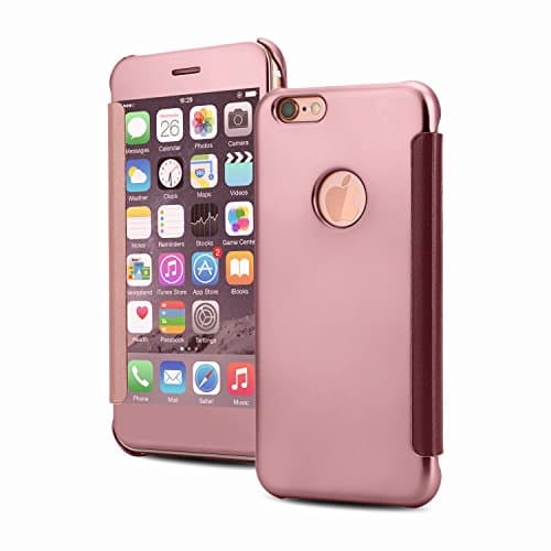 iPhone 6 Plus/6S Plus Case, XMTIKO Shockproof Mirror Clear View Window Flip Case For iPhone 6 Plus/iPhone 6S Plus (Rose Gold)