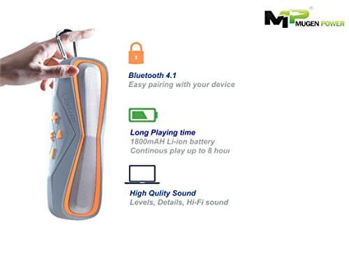 IPX7 standard Waterproof, dust proof Protable Wireless Bluetooth Speaker with Built-in Mic for Hands Free Call 3.5mm Aux input and TF card slot for Indoor/Outdoor All Activies (Orange)