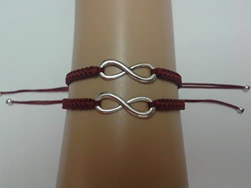 Couples infinity bracelet set on red cord
