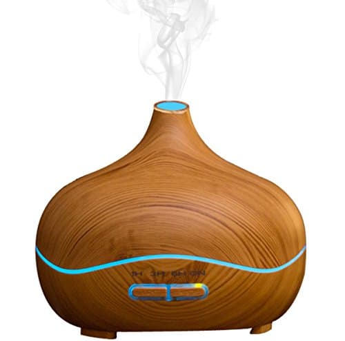 Vercrown Aroma Diffuser 300ML Essential oil Diffuser Electric Ultrasonic Aromatherapy Cool Mist Humidifier with 7 Color LED lights and Timer Settings for Home Yoga Office Spa Bedroom Baby Room [NEW VERSION]with a Free Europlug-Light Wood Grain