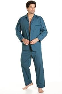 HaigmanMen's Sleepwear Sky Blue Long Sleeve Pyjama Set Suit with Trousers