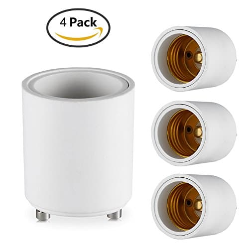 GU24 to E27 Adapter GU24 Base to E27 Socket, Heat Resistant, Simple to Use, 4 Pcs