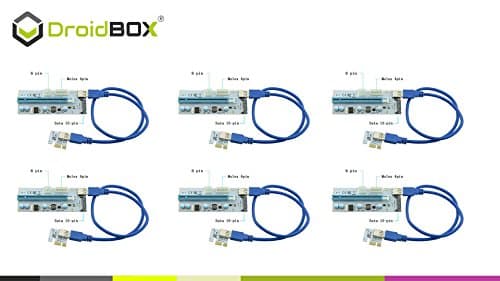 [UPDATED-High Quality Components] DroidBOX PCI-E V008S BLUE Extender Cable USB 3.0 Converter 4PIN 6PIN SATA PCI Express PCI-E 1X to 16X Riser Card 60CM For Bitcoin BTC Etherium Mining (6 Pieces)