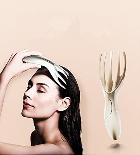 Mini Multi-Function Electric Head Massager Portable Vibration Massage Comb, white powder