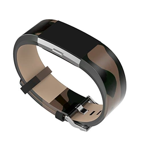 Fitbit Charge 2 Accessory Bands Leather Bracelet Strap,Secure Adjustable Buckle Fastener For Fitbit Alta (Camouflage, Fit(5.8" - 8.1"))