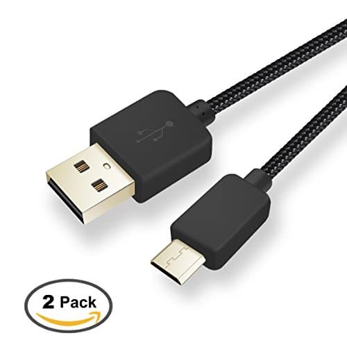 Elitehood Micro-USB Cable Durable Nylon-Braided high-speed Sync and Charging Cable for Android, HTC, Samsung, LG, 3.3ft 2-Pack ,Black