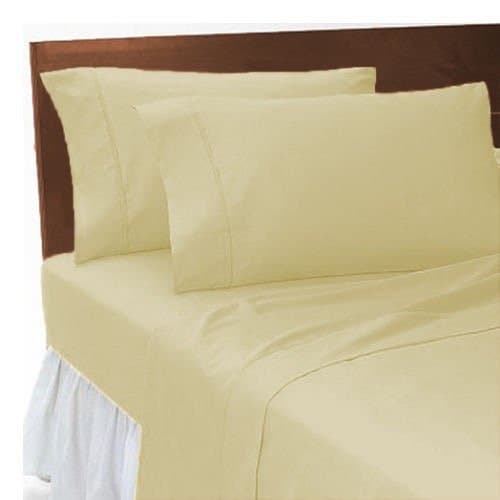 Plain Polycotton Fitted Bed Sheets (Cream, King)