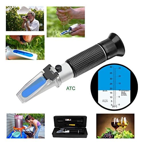 Dual Scale Automatic Temperature Compensation 0-32% pecific Gravity Hydrometer, Brix Refractometer Beer with ATC, Dual Scale - Specific Gravity 1(1.000-1.130) and Brix 0-32%, Replaces Homebrew Hydrometer