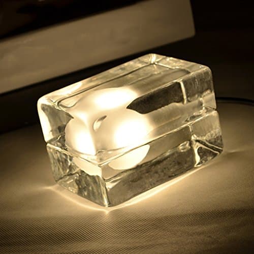HJHY® American table lamp, bedside bedroom study power switch button Ice table lamp Transparent 12 × 8 × 8cm Creative, simple