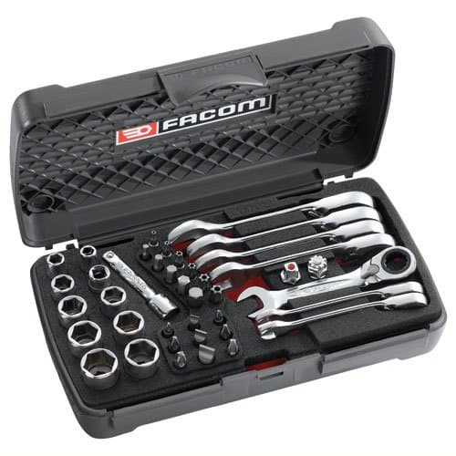 Precise Engineered Facom 40 Piece Stubby Ratchet Spanner / Socket / Bit Set [Multi Set] - w/3yr Rescu3® Warranty