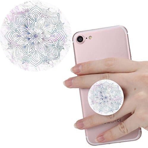 Pop Multi-function Pop cellular phone bracket Socket Expanding Stand and Grip for Smart-phones and Tablets Bracket Mount Holder Collapsible-White blue black purple Mandala flower marble