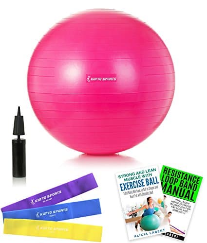 Exercise Ball – 55 cm Stability Ball with Hand Pump, Exercise E-Book and Bonus Resistance Loop Bands for Yoga, Pilates and Core Training