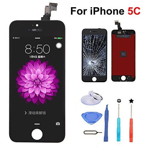 LCD Display Screen Touch Digitizer Replacement for iPhone 5c Black with Tools