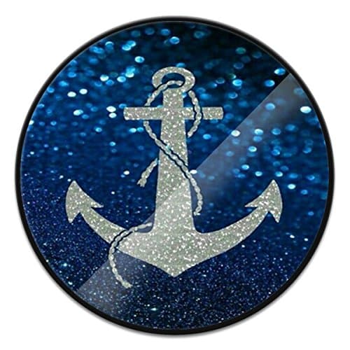 Multi-function Expanding Stand Pop Grip Mount Holder Sockets for Girls for iPhone,Samsung Galaxy,all Cellphones and Tablets - Blue Glitter Anchor Black