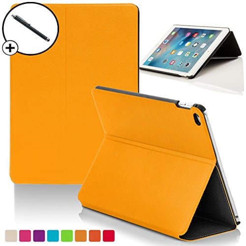 Forefront Cases® Apple iPad Air 2 2nd Generation Clam Shell Smart Case Cover Stand – Ultra Slim with full device protection and Smart Auto Sleep Wake function + STYLUS (YELLOW)