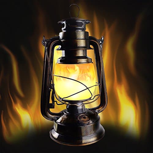 LED Flickering Flame Copper Vintage Lantern with Efficient Fire Lighting Bulb for Christmas Halloween Holiday Party