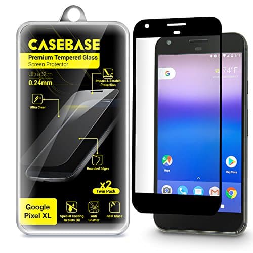 Google Pixel XL Screen Protector - CaseBase Premium Tempered Glass Screen Protector TWIN PACK for Google Pixel XL (Model Smartphone 2016) - 2 in 1