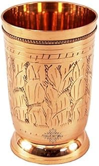 INDIAN ART VILLA Pure Brass Glass Tumbler with Etched Design, for Drinking Serving Water, Yoga & Ayurveda, Volume-250 ML, 1 Piece