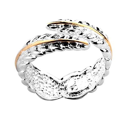 FEATHER RING in Silver Plate - FREE Drawstring Gift Pouch - Open/Adjustable Wrap Ring