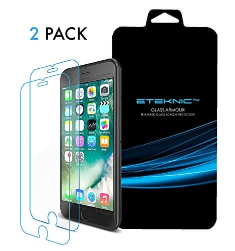 eTEKNIC Screen Protector for iPhone 8 Plus and iPhone 7 Plus Tempered Glass, Glass Armour Series, 2 Pack