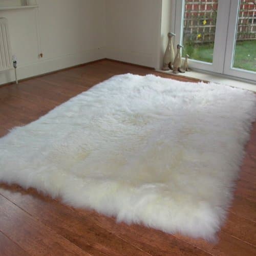 FLICKBUYS® New Genuine Rectangular Sheepskin Rug, Natural Lined Rectangular Size 120x170cm