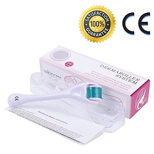 Derma Roller 1.0mm+Free User Guide-540 Micro Needle Roller Use on Wrinkles, Stretch Marks, Acne, Hair Loss, Scar Removal, Pitted Skin and Hyper-pigmentation