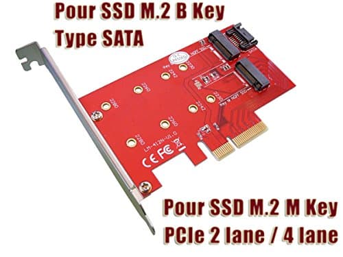 PCIe M.2 controller card for 2 SSD : 1x M2 SSD B Key SATA + 1x M2 M Key PCIe