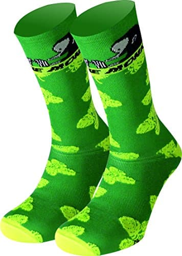 COMPRESSION MID HIGH SOCKS. VACCEO ANIMALS, design Shock The Monkey by TKS. CYCLING, RUNNING, TREKKING, TENNIS, TRIATHLON, GOLF AND MORE. LIGHT COMPRESSION SPORT SOCKS. BLACK. UNISEX. S (36-39) (3.5-6 UK).