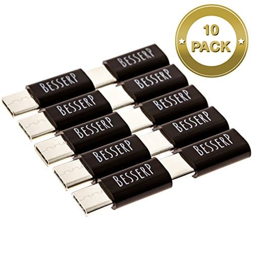 Micro USB to USB C Adapter 10 Pack - Charging and Data Sync and Transfer - Plug Keyboard, Mouse, Memory and Devices in Type C Phone and Laptop Ports - Black - by Besser Products Inc … (10 Pack)