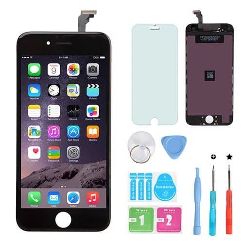 HSX_Z LCD Display Touch Screen Replacement Digitizer Frame Assembly Full Set with Free Tools and Professional Glass Screen Protector for iPhone 6/4.0 inch-Black