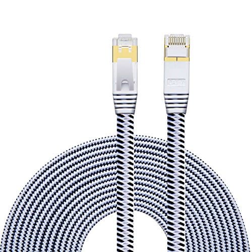 Cat 7 Ethernet Cable 3M(2-Pack):Nylon CAT7 Shielded RJ45 Ethernet Patch Network Cable Professional Gold Plated Plug STP Wires Cat 7 Networking Cable Patch/ Modem/ Router/ LAN Black & White