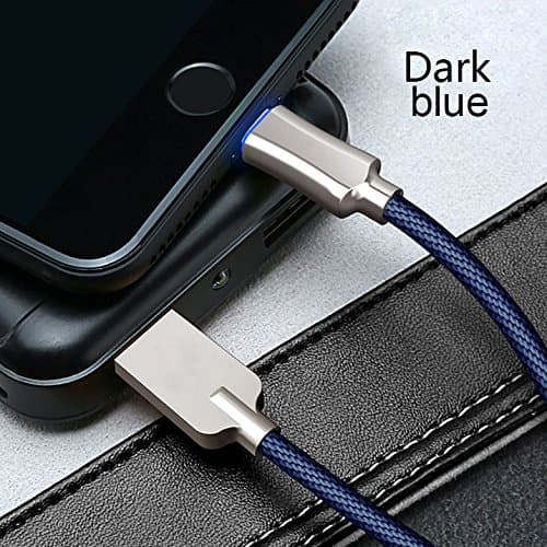 USB Cable for iPhone, Nylon Braided Tangle-Free, Smart Charging with Indicator Auto-disconnect Lightning Data Cable for iPhones(above iPhone 4s), iPads and other IOS Devices. (5.9FT, Dark blue)