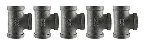 Black Cast Pipe Fitting, Tee, 2", 5-Pack