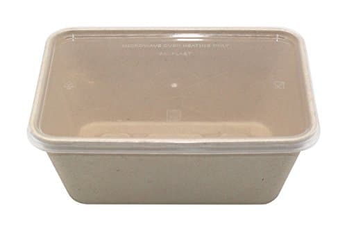 Tianhe Packing 32.5oz Disposable Degradable Eco-Friendly Rectangular Box Bento Boxes Meal Boxes Lunch Boxes with Lid 100% Natural Wheat Straw Fiber, Flat Cover Pack of 50pcs