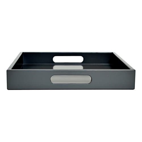 Dark Gray Ottoman Coffee Table Serving Tray with Handles Medium to Extra Large Oversize